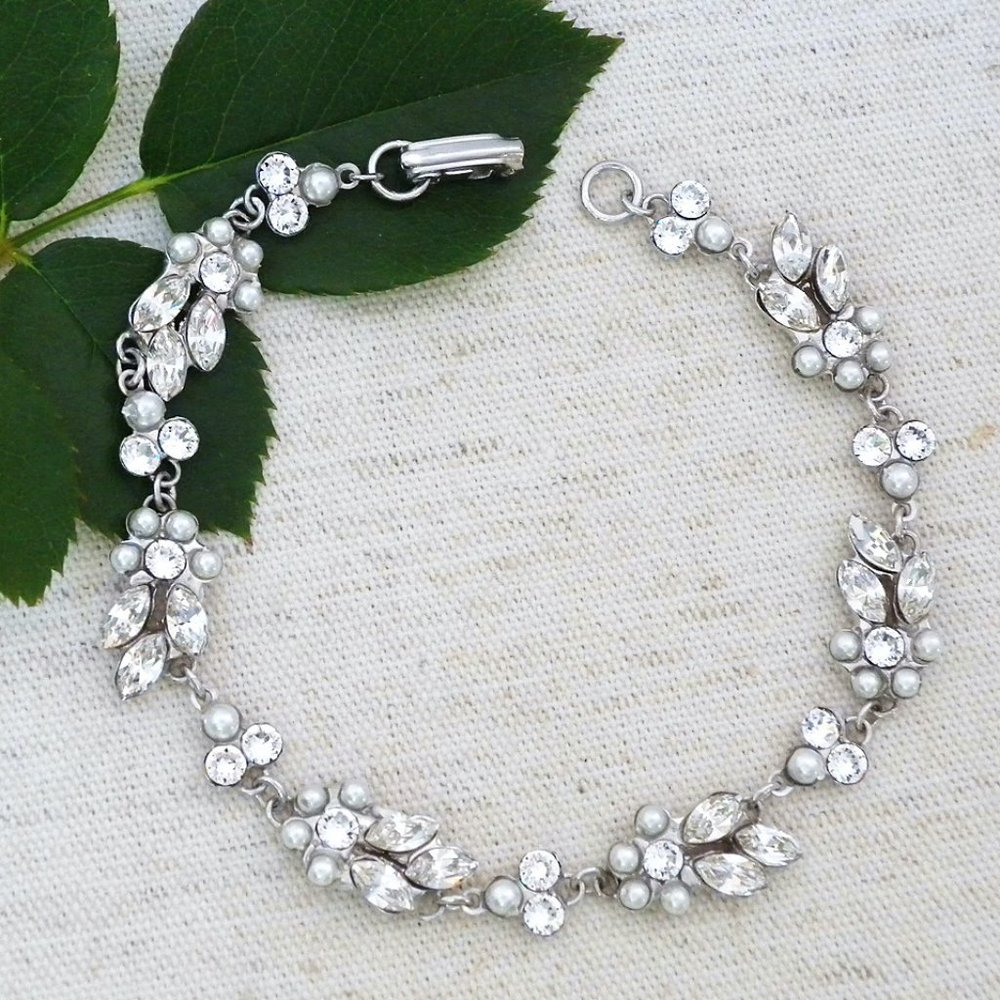 Paris by Debra Moreland Charleston Bracelet, Vintage Style, Crystal,Pearl , NWT